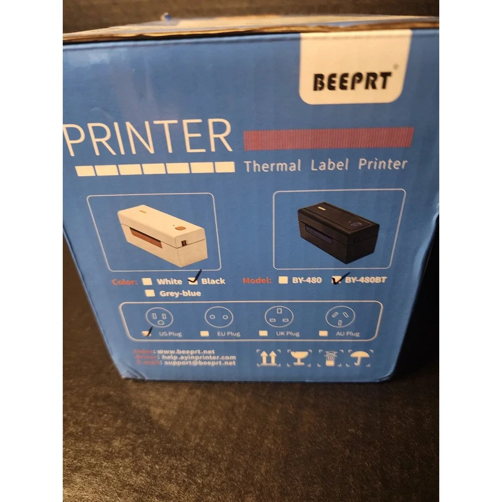 BEEPRT BY-480BT Bluetooth Thermal Label Printer Black Printer OPEN BOX  READ
